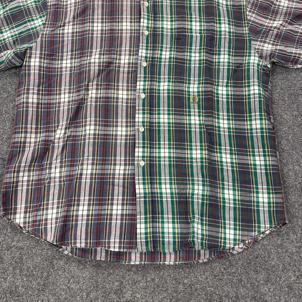 Vintage Siegfried Shirt Mens XL Multicolor Plaid Linen Short Sleeve Button Front